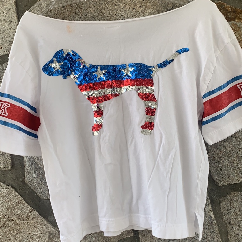 PINK Victoria’s Secret  Sequins Patriotic Crop Top